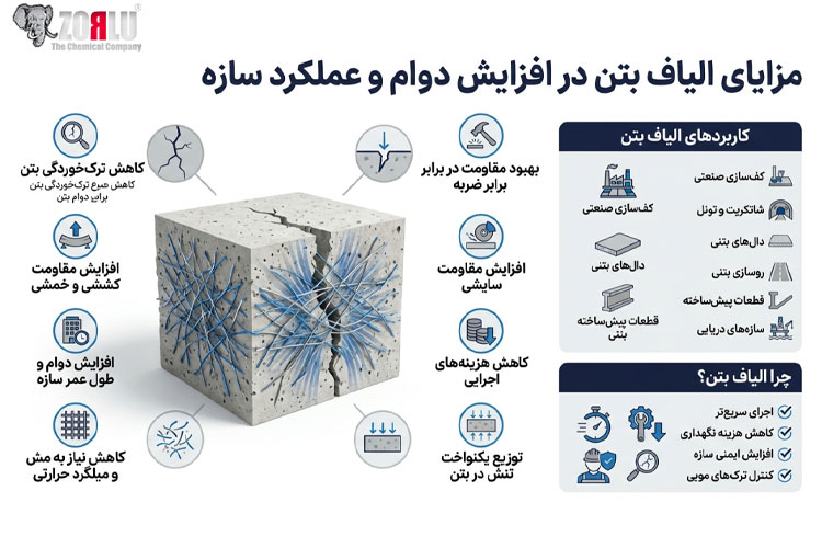 مزایای استفاده از الیاف بتن
