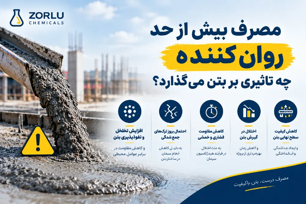 مصرف بیش از حد روان کننده چه تاثیری بر بتن می گذارد؟
